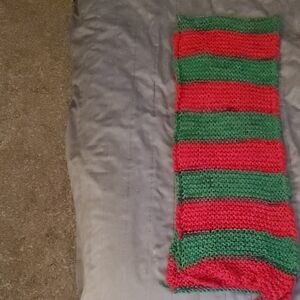 Red and Green Knitted Scarf